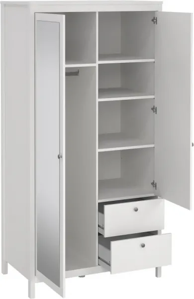 FALCO Šatníková skriňa Realty 102 cm so zrkadlom biela