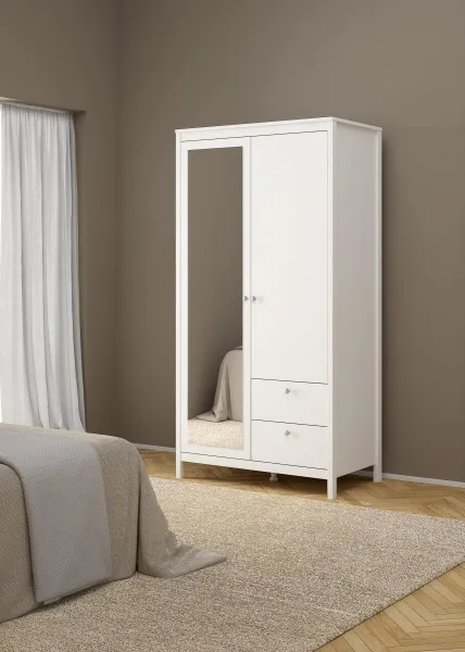 FALCO Šatníková skriňa Realty 102 cm so zrkadlom biela