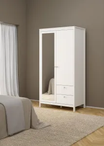 FALCO Šatníková skriňa Realty 102 cm so zrkadlom biela