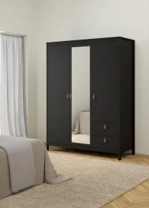 FALCO Šatníková skriňa Realty 150 cm so zrkadlom čierna