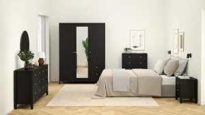 FALCO Šatníková skriňa Realty 150 cm so zrkadlom čierna