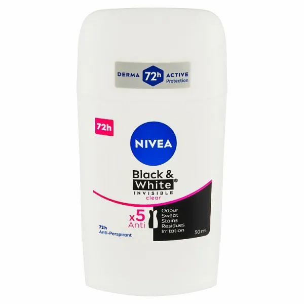 Nivea Black & White Invisible Clear tuhý antiperspirant 50 ml
