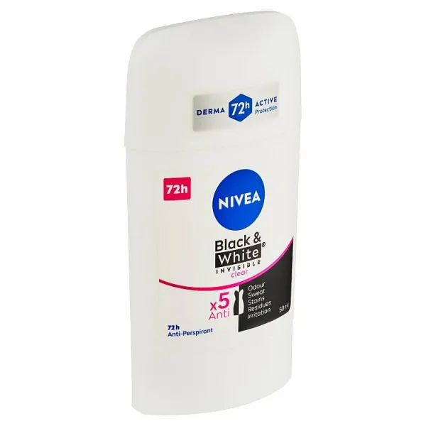 Nivea Black & White Invisible Clear tuhý antiperspirant 50 ml