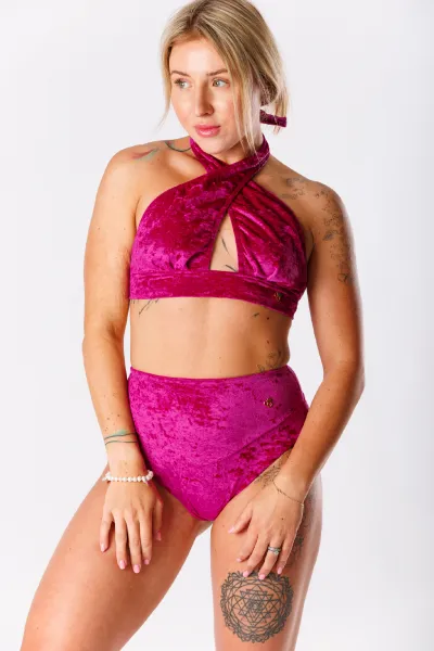 GoldBee Zamatové Plavky Cross Vrchný Diel Fuchsia Barva: Fuchsia, Velikost: M