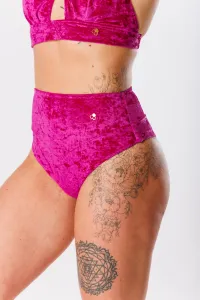 GoldBee Zamatové Plavky Brazílky S vysokým pasem Fuchsia Barva: Fuchsia, Velikost: S