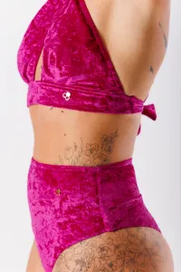 GoldBee Zamatové Plavky Brazílky S vysokým pasem Fuchsia Barva: Fuchsia, Velikost: S