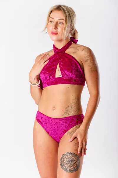 GoldBee Zamatové Plavky Nohavičky Fuchsia Barva: Fuchsia, Velikost: S