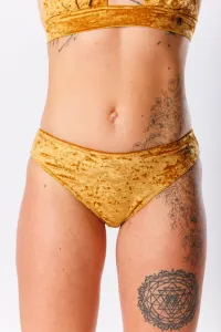 GoldBee Zamatové Plavky Nohavičky Gold Barva: Gold, Velikost: S