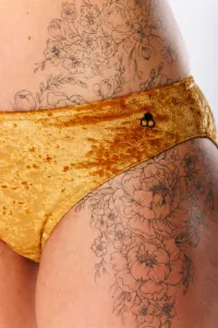 GoldBee Zamatové Plavky Nohavičky Gold Barva: Gold, Velikost: S