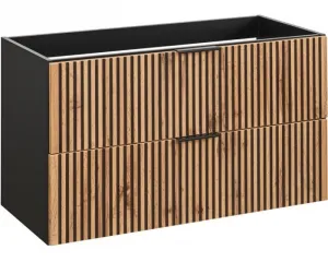 Comad Závěsná skříňka Casad Smile s deskou a umyvadlem 100 cm černá/dub wotan