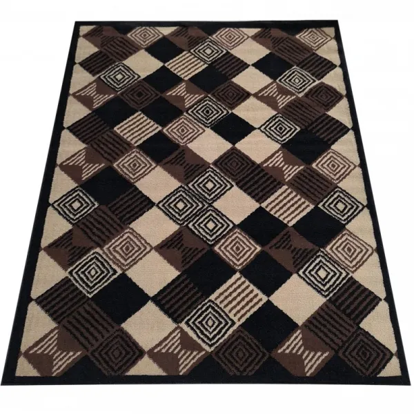 KoberecAlfasoštvorcovýmgeometrickýmvzorom-hnedýŠírka:180cm|Dĺžka:250cm68288_124278