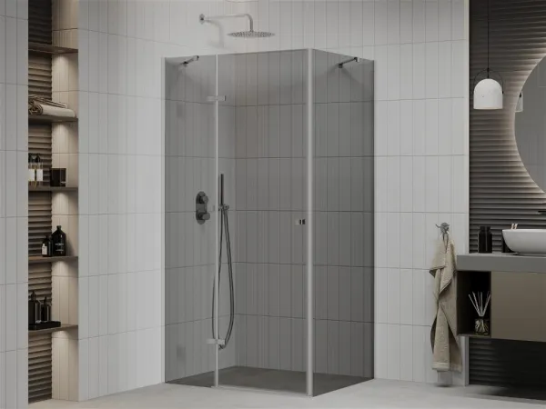 MEXEN/S - ROMA sprchovací kút 90x80, grafit, chróm 854-090-080-01-40