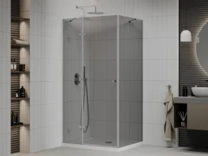 MEXEN/S - Roma sprchovací kút 80x70, grafit, chróm + biela vanička so sifónom 854-080-070-01-40-4010