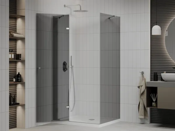 MEXEN/S - Roma sprchovací kút 80x70, grafit, chróm + biela vanička so sifónom 854-080-070-01-40-4010