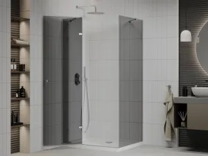 MEXEN/S - Roma sprchovací kút 80x70, grafit, chróm + biela vanička so sifónom 854-080-070-01-40-4010