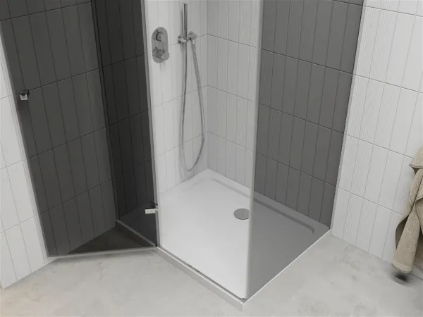 MEXEN/S - Roma sprchovací kút 100x90, grafit, chróm + biela vanička so sifónom 854-100-090-01-40-4010
