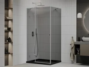 MEXEN/S - Roma sprchovací kút 80x100, grafit, chróm + čierna vanička so sifónom 854-080-100-01-40-4070