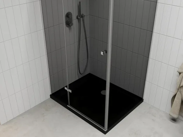 MEXEN/S - Roma sprchovací kút 80x100, grafit, chróm + čierna vanička so sifónom 854-080-100-01-40-4070