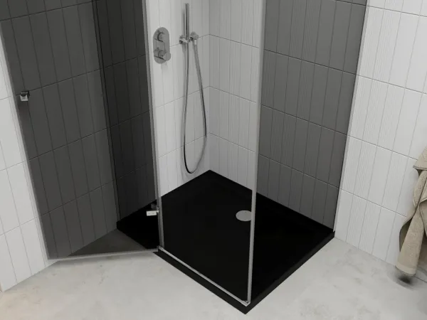 MEXEN/S - Roma sprchovací kút 80x100, grafit, chróm + čierna vanička so sifónom 854-080-100-01-40-4070