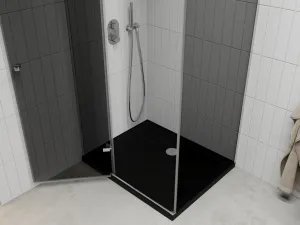 MEXEN/S - Roma sprchovací kút 80x100, grafit, chróm + čierna vanička so sifónom 854-080-100-01-40-4070