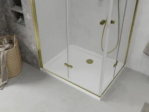 MEXEN/S - Lima Duo sprchovací kút 80x70, transparent, zlatá + vanička so sifónom 856-080-070-50-02-4010G