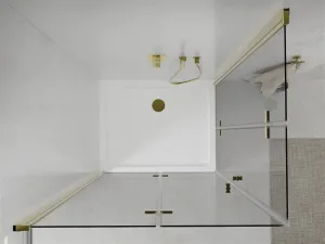 MEXEN/S - Lima Duo sprchovací kút 80x70, transparent, zlatá + vanička so sifónom 856-080-070-50-02-4010G
