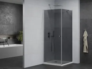 MEXEN/S - Pretória sprchovací kút 100x100, grafit, chróm + sprchová vanička vrátane sifónu 852-100-100-01-40-4010