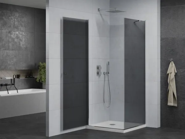 MEXEN/S - Pretória sprchovací kút 70x70, grafit, chróm + sprchová vanička vrátane sifónu 852-070-070-01-40-4010