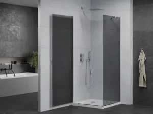 MEXEN/S - Pretória sprchovací kút 70x70, grafit, chróm + sprchová vanička vrátane sifónu 852-070-070-01-40-4010