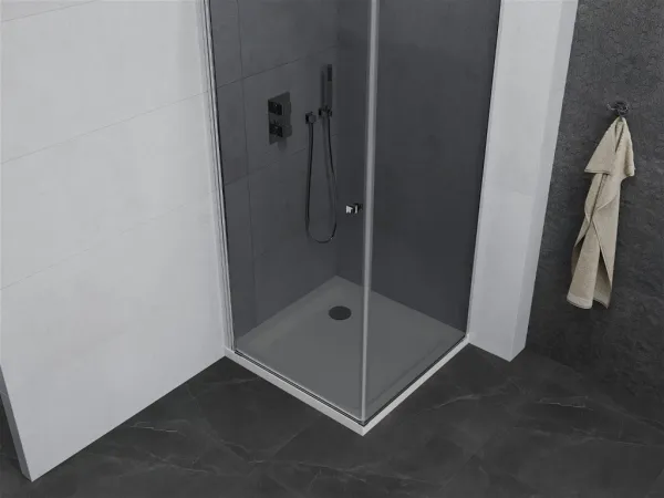 MEXEN/S - Pretória sprchovací kút 80x80, grafit, chróm + sprchová vanička vrátane sifónu 852-080-080-01-40-4010