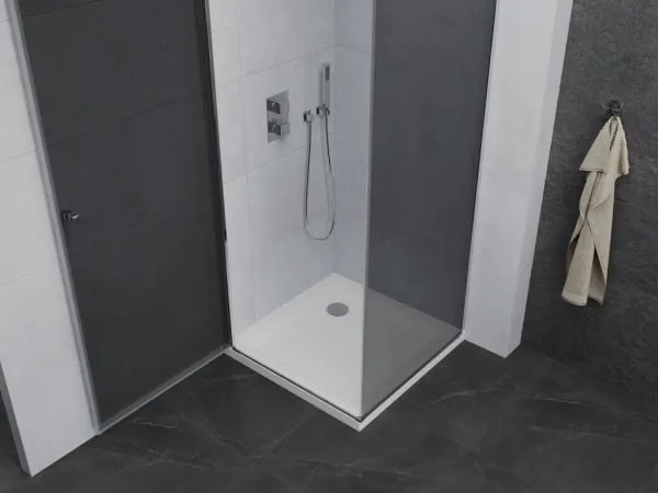 MEXEN/S - Pretória sprchovací kút 100x100, grafit, chróm + sprchová vanička vrátane sifónu 852-100-100-01-40-4010