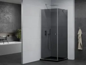 MEXEN/S - Pretória sprchovací kút 80x80, grafit, chróm + sprchová vanička vrátane sifónu 852-080-080-01-40-4070