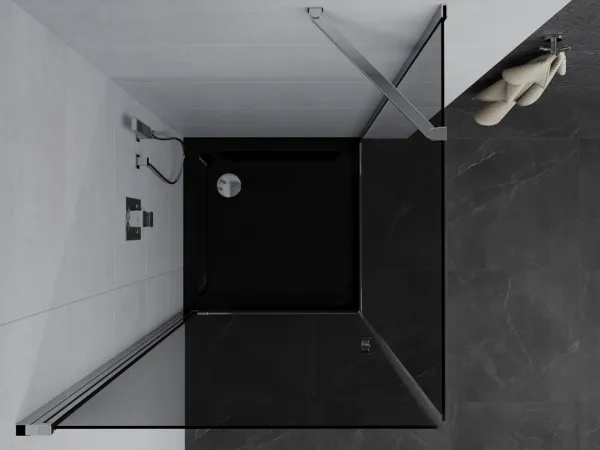 MEXEN/S - Pretória sprchovací kút 80x80, grafit, chróm + sprchová vanička vrátane sifónu 852-080-080-01-40-4070