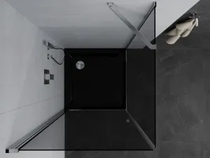 MEXEN/S - Pretória sprchovací kút 80x80, grafit, chróm + sprchová vanička vrátane sifónu 852-080-080-01-40-4070