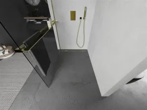 MEXEN/S - Kioto+ Sprchová zástena WALK-IN s poličkou a držiakom uterákov 95 x 200, transparent, zlatá 800-095-121-50-00