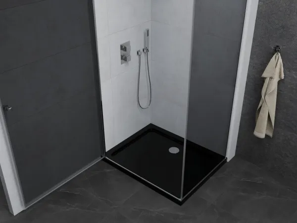 MEXEN/S - Pretória sprchovací kút 80x100, grafit, chróm + sprchová vanička vrátane sifónu 852-080-100-01-40-4070