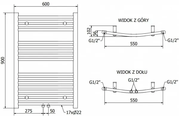 MEXEN - Ares vykurovací rebrík/radiátor 900x600 mm, 433 W, biela W102-0900-600-00-20