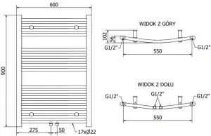 MEXEN - Ares vykurovací rebrík/radiátor 900x600 mm, 433 W, biela W102-0900-600-00-20