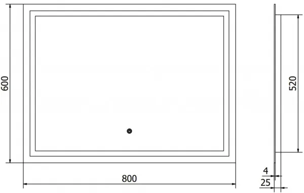 MEXEN - Miko zrkadlo s osvetlením 100 x 80, LED 600 9819-100-080-611-00