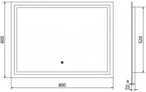 MEXEN - Miko zrkadlo s osvetlením 100 x 80, LED 600 9819-100-080-611-00