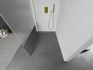 MEXEN/S - Kioto Sprchová zástena WALK-IN 70 x 200, transparent/dekor 8 mm, zlatá kartáčovaná 800-070-101-55-35