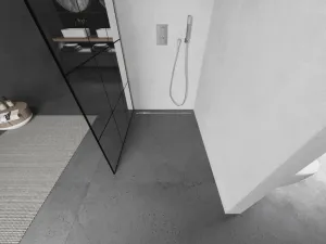 MEXEN/S - Kioto L Sprchová zástena WALK-IN 100 x 200, čierny vzor, nikel kefovaná 800-100-103-97-77