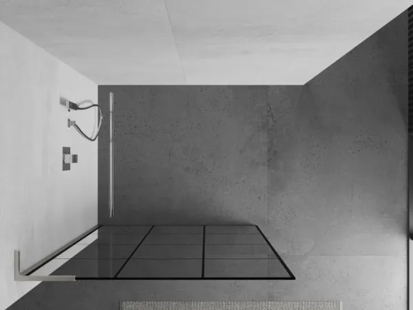 MEXEN/S - Kioto L Sprchová zástena WALK-IN 100 x 200, čierny vzor, nikel kefovaná 800-100-103-97-77