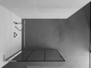MEXEN/S - Kioto L Sprchová zástena WALK-IN 100 x 200, čierny vzor, nikel kefovaná 800-100-103-97-77