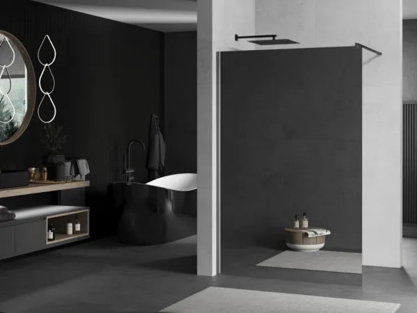 MEXEN/S - Kyoto Sprchová zástena WALK-IN 70 x 200, zrkadlové 8 mm, grafit metal 800-070-101-95-50