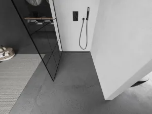 MEXEN/S - Kyoto Sprchová zástena WALK-IN 100 x 200, čierny vzor 8 mm, grafit metal 800-100-101-95-77