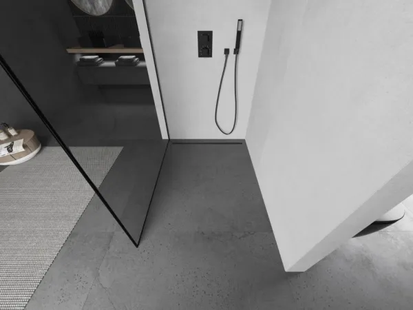 MEXEN/S - Kyoto Sprchová zástena WALK-IN 70 x 200, čierny vzor 8 mm, grafit metal 800-070-101-95-70