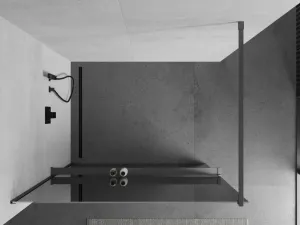 MEXEN/S - Kioto+ Sprchová zástena WALK-IN s poličkou a držiakom uterákov 70 x 200, zrkadlová, grafit metal 800-070-121-95-50