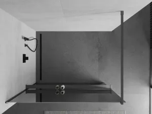 MEXEN/S - Kioto+ Sprchová zástena WALK-IN s poličkou a držiakom uterákov 120 x 200, zrkadlová, grafit metal 800-120-121-95-50