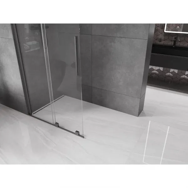 MEXEN/S - Velár posuvné sprchové dvere Walk-in 85, transparent, grafit kartáčovaná 871-085-000-03-66